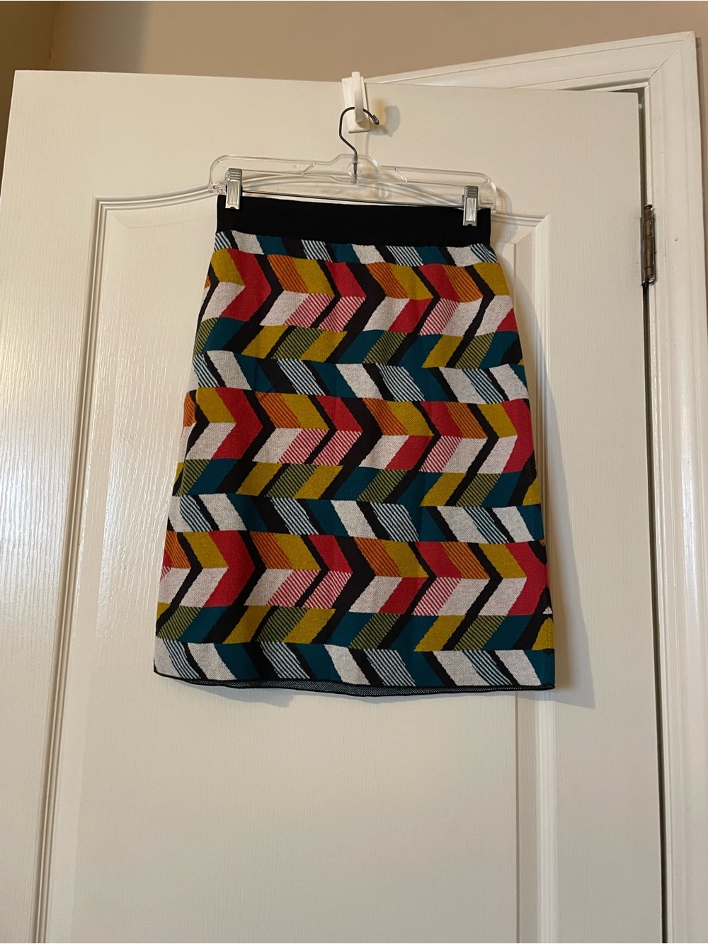Maeve Anthropologie Geometric Knit Pencil Skirt Size S Abstract Retro Mod - Picture 7 of 9